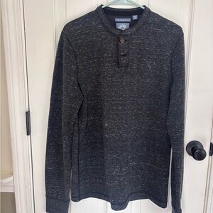 Superdry Charcoal Long Sleeve Henley Shirt